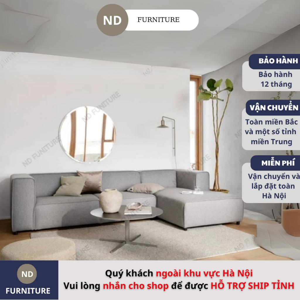 Ghế Sofa Modular góc L vải nỉ mịn cao cấp ND FUNITURE bảo hành 12 tháng