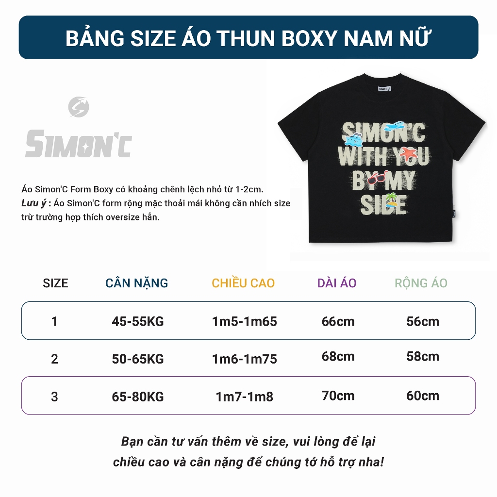 Áo Thun Form Big Boxy '' SIMON'C BY MY SIDE '' Cotton 100% Local Brand Unisex Cổ Tròn | BigBuy360 - bigbuy360.vn