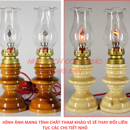 [ TẶNG KÈM BÓNG] 2 CÂY ĐÈN GỖ NHÍ - ĐÈN THỜ CÔNG GIÁO