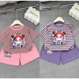 Sét combo 2 bộ quần đùi áo phông bé gái ( HỌA TIẾT CÔ GÁI CAJLES TÓC ĐỎ ) thoáng mát size 9-45kg m99