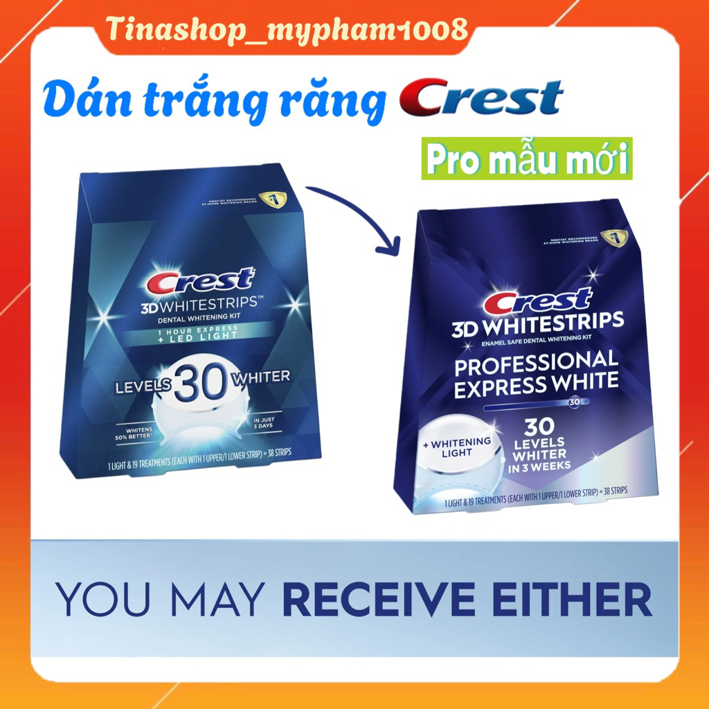 Full Set Dán Trắng Răng Crest 3D White Và Đèn Led Light