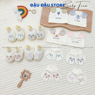 Combo Mũ Bao Tay  Bao Chân BABY TOOM Thun Lạnh Petit Cho Bé Sơ Sinh mềm mịn co giãn in họa tiết Đậu Đậu Store