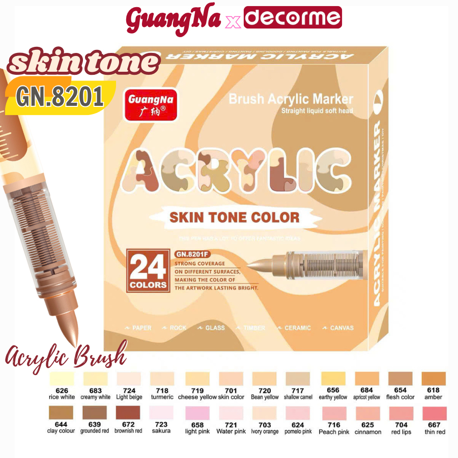 Bút Màu Acrylic GuangNa 8201 cao cấp Decorme Bút Màu Acrylic Brush Chống Nhòe họa cụ vẽ tranh cao cấ