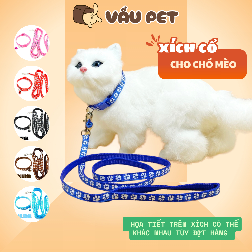 Xích chó mèo 2 lớp kèm vòng cổ, dây xích yếm - Dây xích chó mèo đi dạo Vẩu Pet Shop