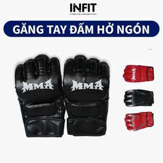Găng Tay MMA Hở Ngón  | Da PU Cao Cấp, Bảo Vệ Tay, Tập Boxing, Đấm Bao Cát INFIT
