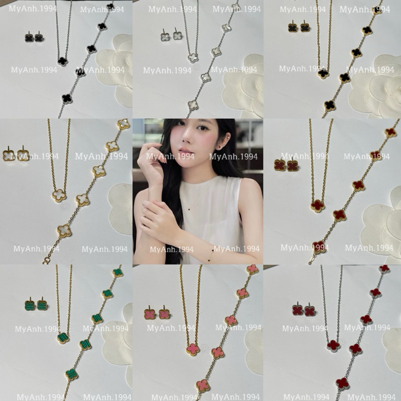 [ SET TÁCH LẺ ] Set bộ titan cỏ 4 lá bản MINI 2 mặt cho nữ