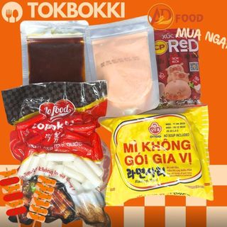  Combo 500g bánh gạo tokbokki Hifood+100g sốt+mì ottogi+100g bột phô mai+100g xúc xích tiệt trùng CP 