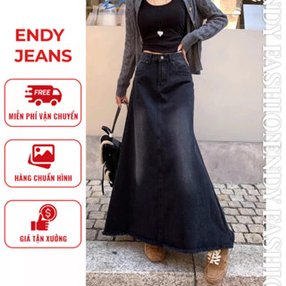 Chân Váy Jean Đen Dài Đuôi Cá, Chân Váy Bò Cạp Cao Tua Gấu Thời Trang Phong Cách Hàn Quốc ED03