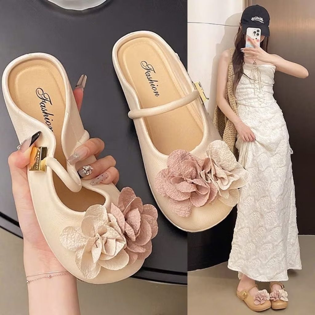giày đế bệt hoa trà cài hot trend nhiều màu phong cách tiểu thư đi êm mềm chân Sục Hoa minhseaker1995 HM107