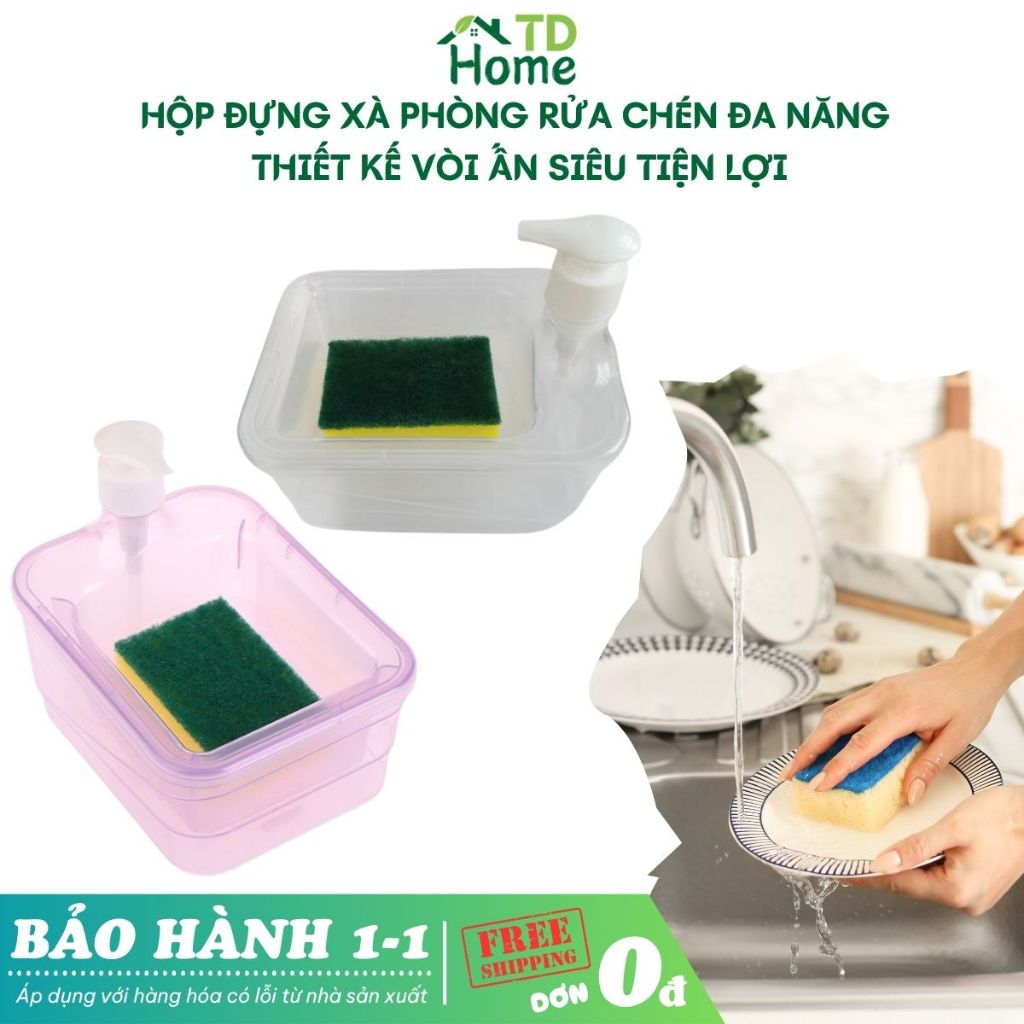 Khay đựng xà phòng rửa chén bát TDHome hộp chứa nước rửa chén dung dịch rửa tay có vòi tiện lợi HH425