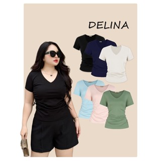 Áo thun cổ tim cotton big size nữ DELINA, trẻ trung, tôn dáng, thoải mái, big size 50kg-90kg