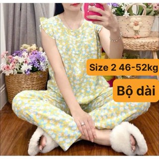 SIZE 2 ( 45-55) BỘ DÀI,Đồ bộ tole nữ,bộ lanh mặc nhà tay cánh tiên quần dài F21 VNXK (Dài 45-55kg)