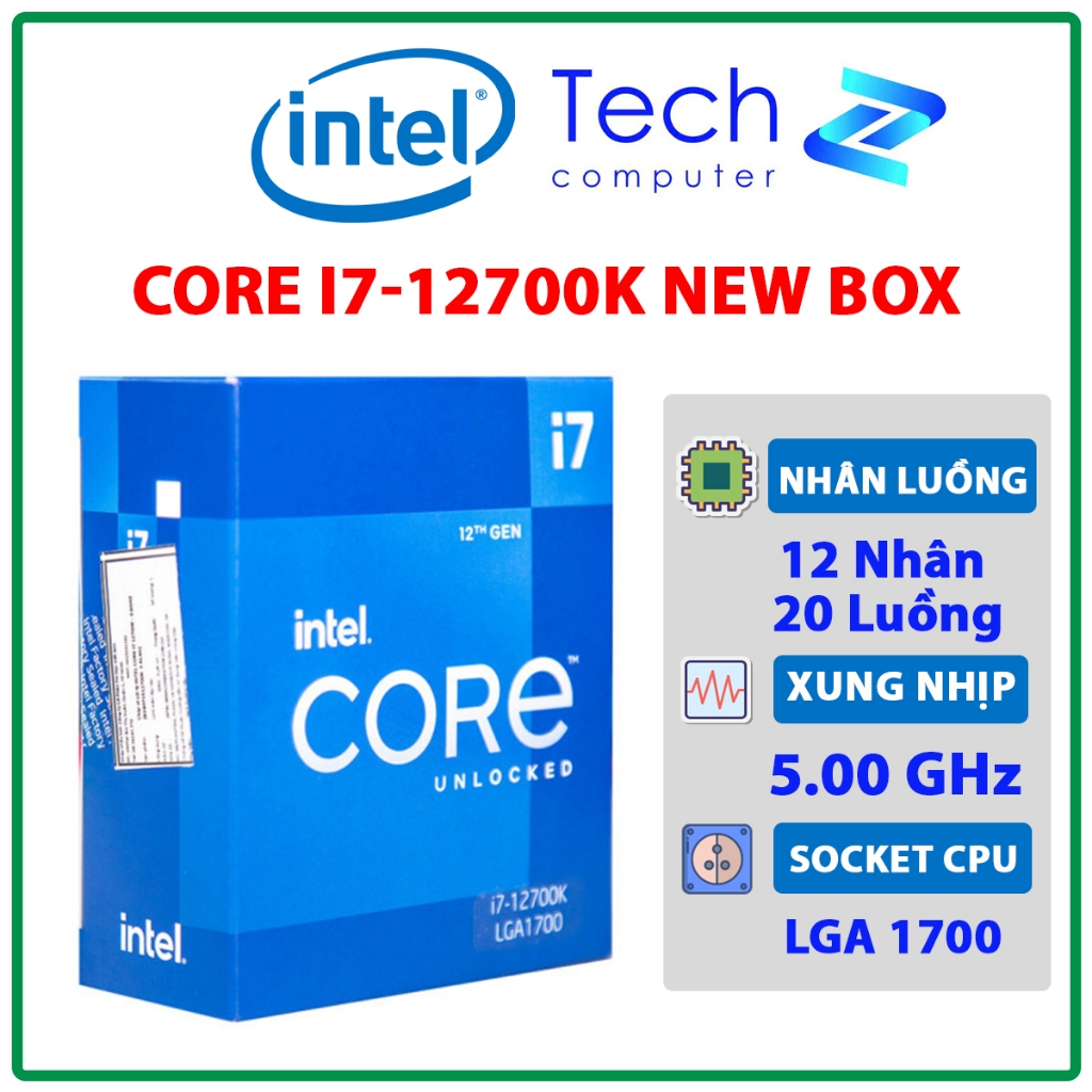 CPU Intel Core i7 12700K Box New Bảo Hành 3 Năm