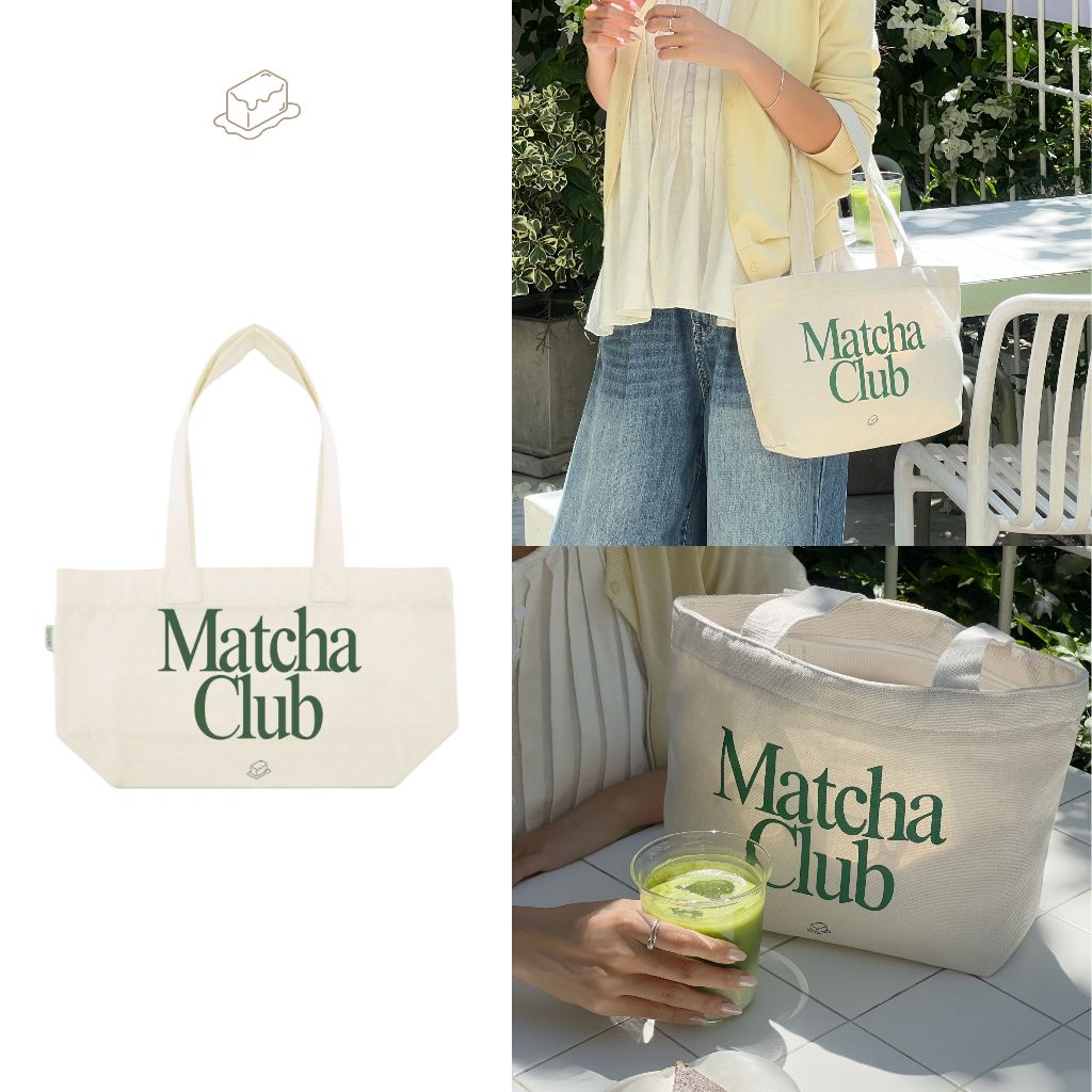 Túi tote vải đeo vai size nhỏ có khoá kéo Matcha Club Butter Club