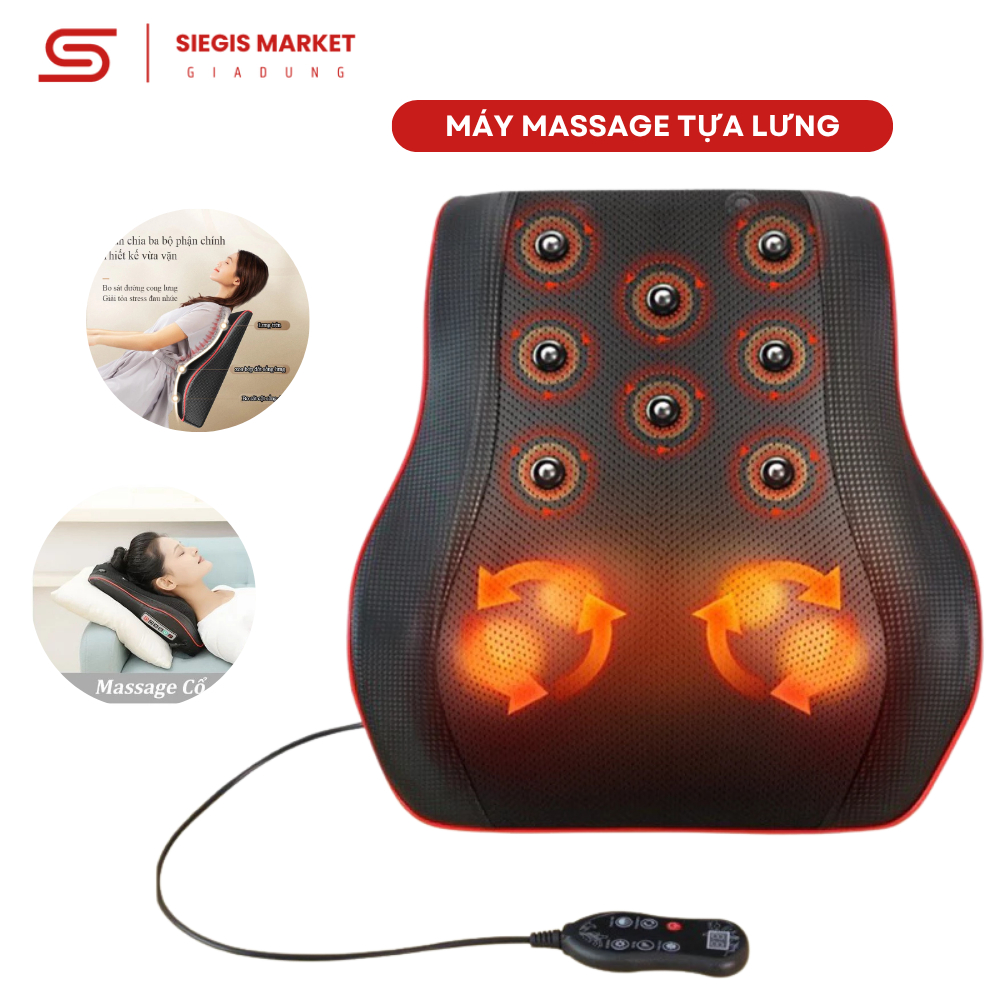 Gối massage cổ vai gáy SIEGIS, máy massage TOÀN THÂN hồng ngoại đa năng cao cấp