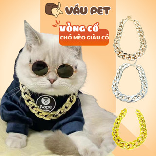 Vòng vàng cho chó mèo - Dây chuyền nhựa mạ vàng, bạc cho thú cưng phong cách dân sành điệu