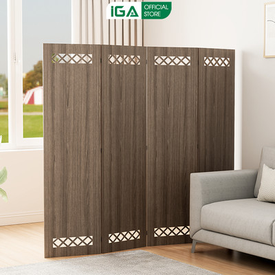 Vách ngăn bình phong kín bộ 4 tấm kèm chân đế chất liệu gỗ MDF phủ melamine thương hiệu IGA - GP410A