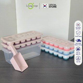  Khay Làm Đá Silicon LivingOn Có Nắp Đậy & Hộp Đựng Twisted Double Chính Hãng Hàn Quốc 12 viên 