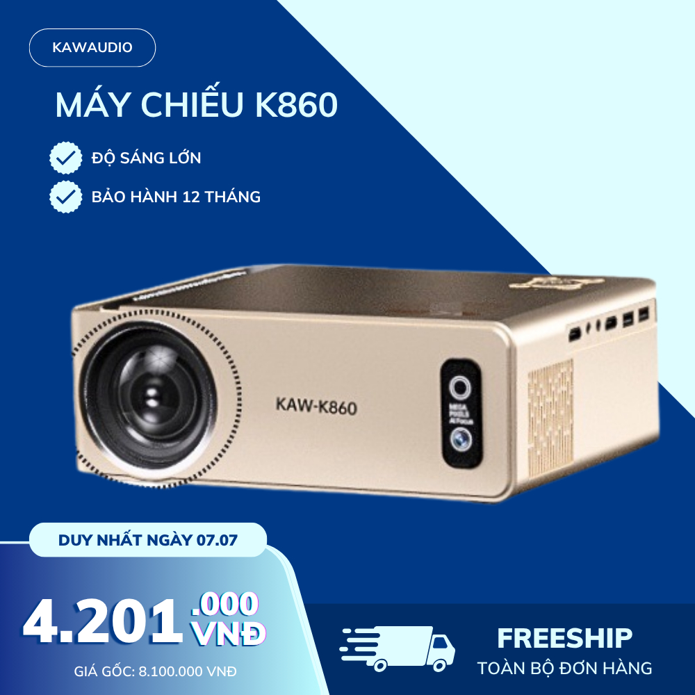 Máy Chiếu cao cấp KAW K860 Tự Động Lấy Nét, Tự Động Căn Chỉnh, Hỗ Trợ 4K, Độ Phân Giải Full HD Bảo h