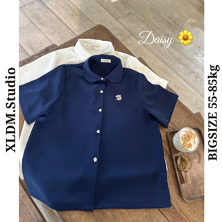 Áo sơ mi BIGSIZE nữ trơn, áo nữ thêu hoa thiết kế phong cách Hàn Quốc XLDM Studio ( Daisy T-shirt )
