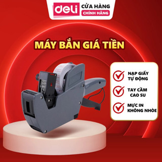 [TẶNG 1 CUỘN] Máy Bắn Giá Tiền 7 Số Nạp Giấy Tự Động Deli – In Rõ Nét – Tay Cao Su – Mực Không Nhòe