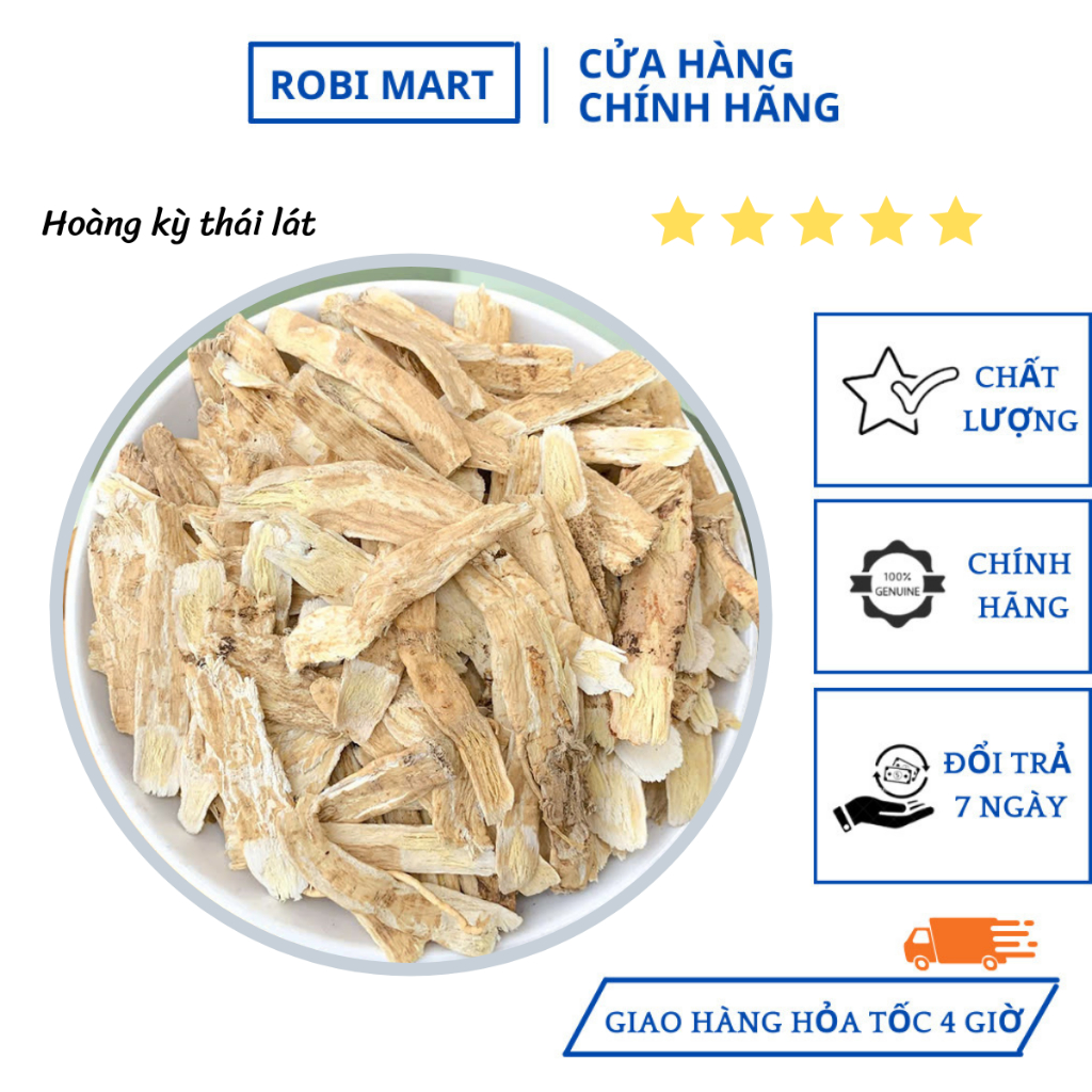 Hoàng kỳ thái lát sấy khô robimart tăng đề kháng, lưu thông khí huyết - gói 100g