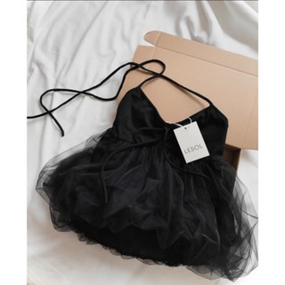 [ Bigsize 55-100kg] Áo 2 dây dáng babydoll ngắn chất voan lưới phối tầng bồng xòe