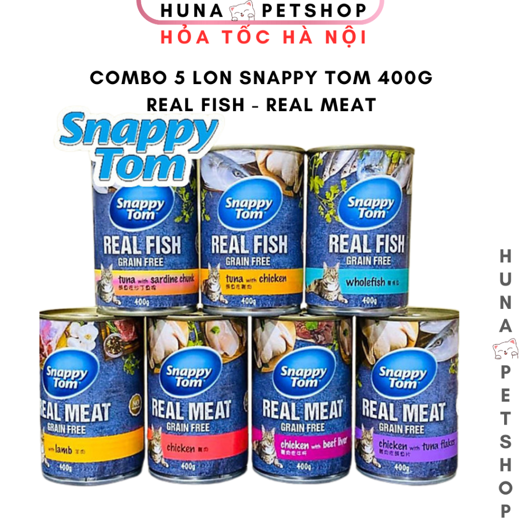 [COMBO 5 LON] Pate Snappy Tom cho chó mèo Lon 400gr