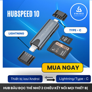 Đầu đọc thẻ nhớ đa năng TF SD 2in1 TYPE-C Lightning - Hub 2in1 đọc thẻ nhớ truyền dữ liệu cho mọi thiết bị 