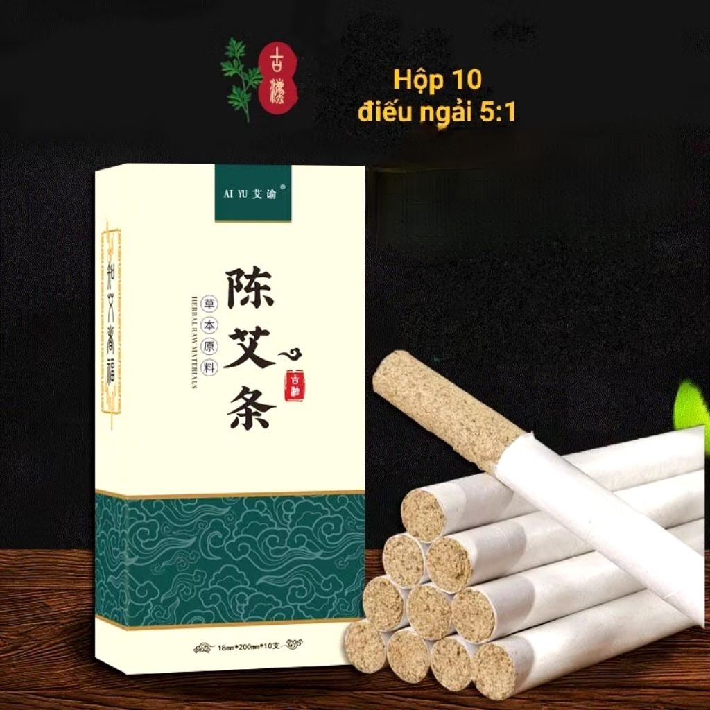 Hộp 10 Điếu ngải cứu nhung 5 năm-Nhang ngải cứu nhung-1 hộp 10 điếu