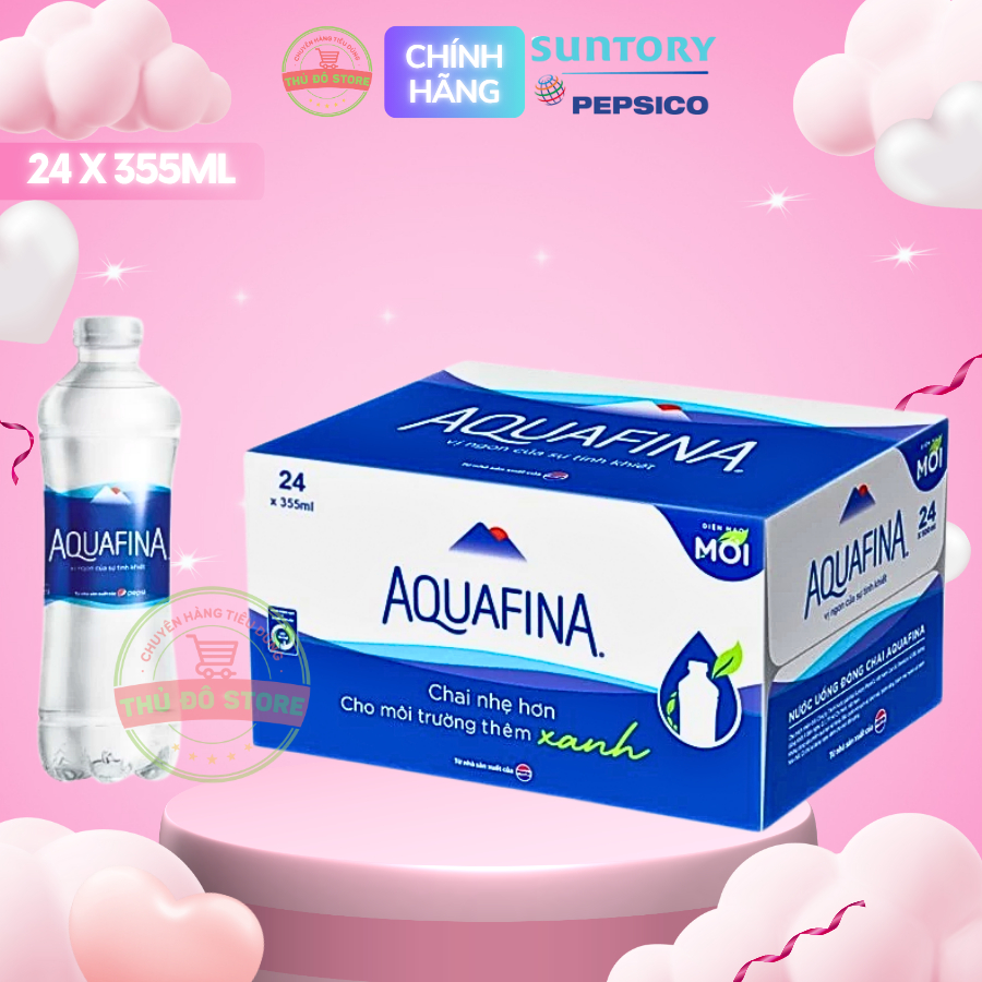 Nước Uống Tinh Khiết Aquafina - Thùng 24 Chai x 355ML