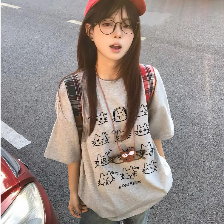 áo phông nữ form rộng  xám ghi áo girl phố xinh bigsize  áo hài hước  salute mùa hè áo thun local brand | BigBuy360 - bigbuy360.vn