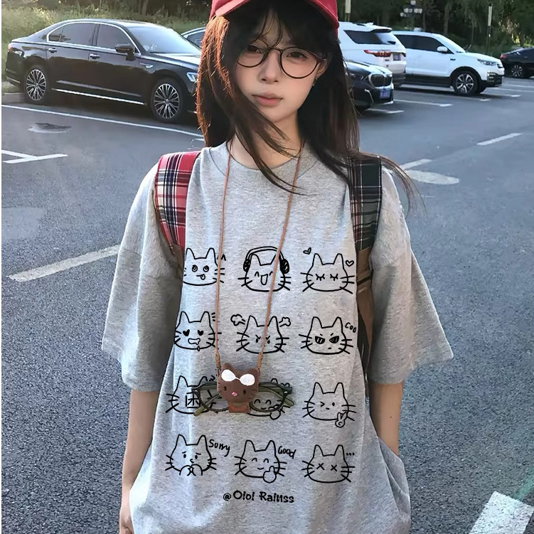 áo phông nữ form rộng  xám ghi áo girl phố xinh bigsize  áo hài hước  salute mùa hè áo thun local brand | BigBuy360 - bigbuy360.vn