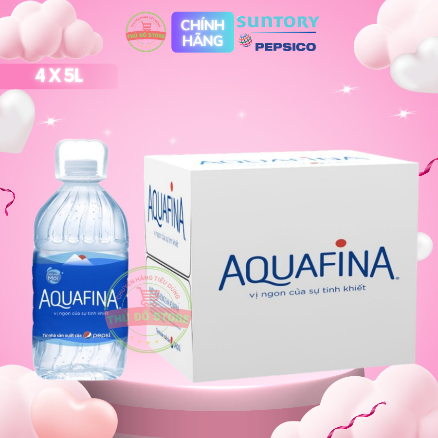 Nước Uống Tinh Khiết Aquafina - Thùng 4 Chai x 5L