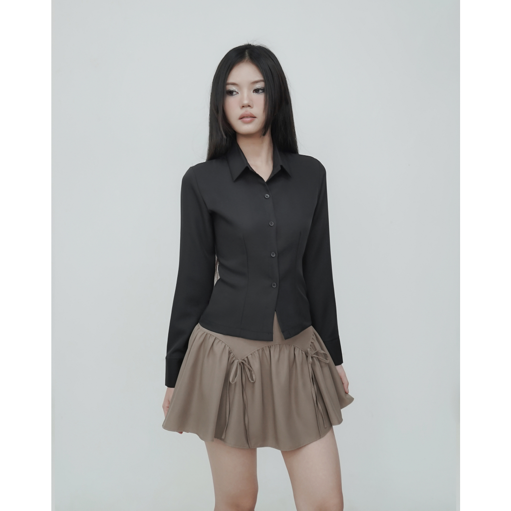 DALLA Áo sơ mi phom ôm basic tay dài (SM05) Camie Shirt | BigBuy360 - bigbuy360.vn