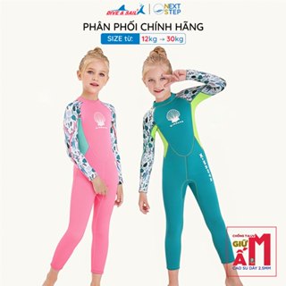 Đồ bơi giữ nhiệt bé gái Dive and Sail size 12-30kg cao su dày 2.5mm tay dài quần dài ngăn tia UV