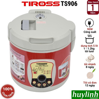 Máy làm tỏi đen Tiross TS906 - 5 lít (1-1.2kg tỏi tươi) - Chế độ sấy khô 2h - 2 chức năng tỏi cô đơn và tỏi nhánh