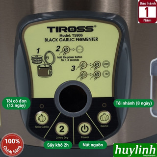 Máy làm tỏi đen Tiross TS906 - 5 lít (1-1.2kg tỏi tươi) - Chế độ sấy khô 2h - 2 chức năng tỏi cô đơn và tỏi nhánh