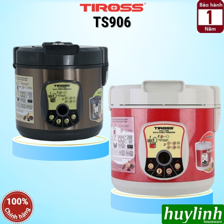 Máy làm tỏi đen Tiross TS906 - 5 lít (1-1.2kg tỏi tươi) - Chế độ sấy khô 2h - 2 chức năng tỏi cô đơn và tỏi nhánh
