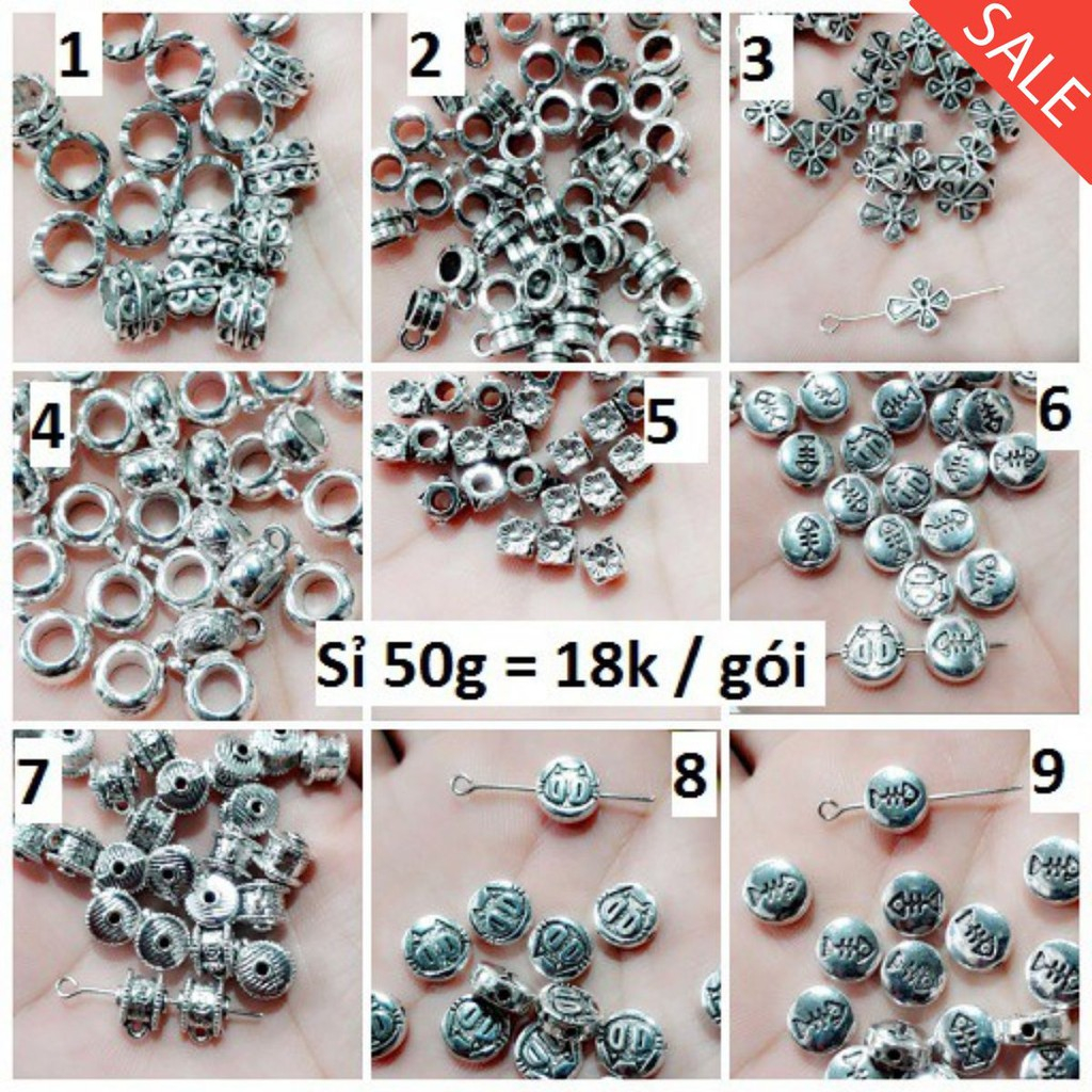 Charm bạc cổ chất liệu hợp kim : 50g = 38k / gói [ charm phụ kiện giá sỉ ]