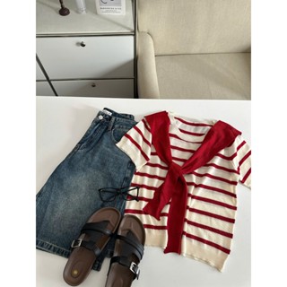 Áo Len kẻ ngang mongtoghi kèm vạt vai (8063) - MIDISTORE