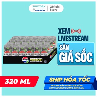 [LIVE] Thùng 24 Lon Nước Uống Có Gaz Pepsi Vị Chanh Không Calo, Không Đường (320ml/lon)