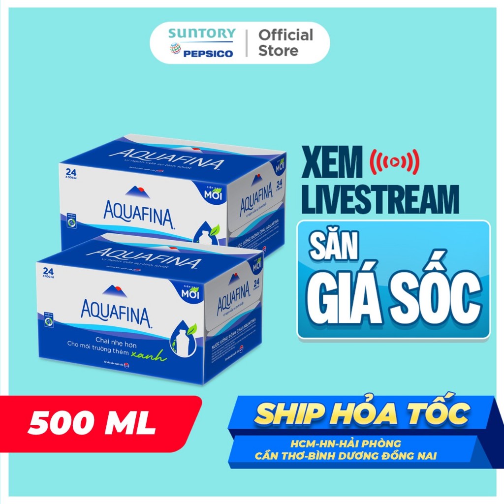   HỎA TỐC  Combo 2 Thùng Nước tinh khiết Aquafina  500ml chai  
