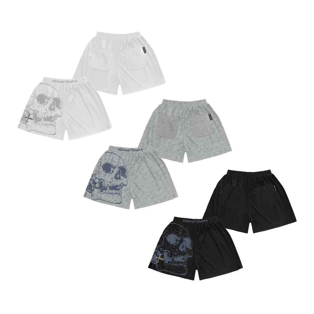 (TẶNG HỘP+1 PHẦN QUÀ)QUẦN SHORT NỈ 2 DA CAO CẤP UNISEX FORM ÂU TRÊN GỐI RAGE OF THE SEA (ROTS STUDIO)-"SKULL SHORT"