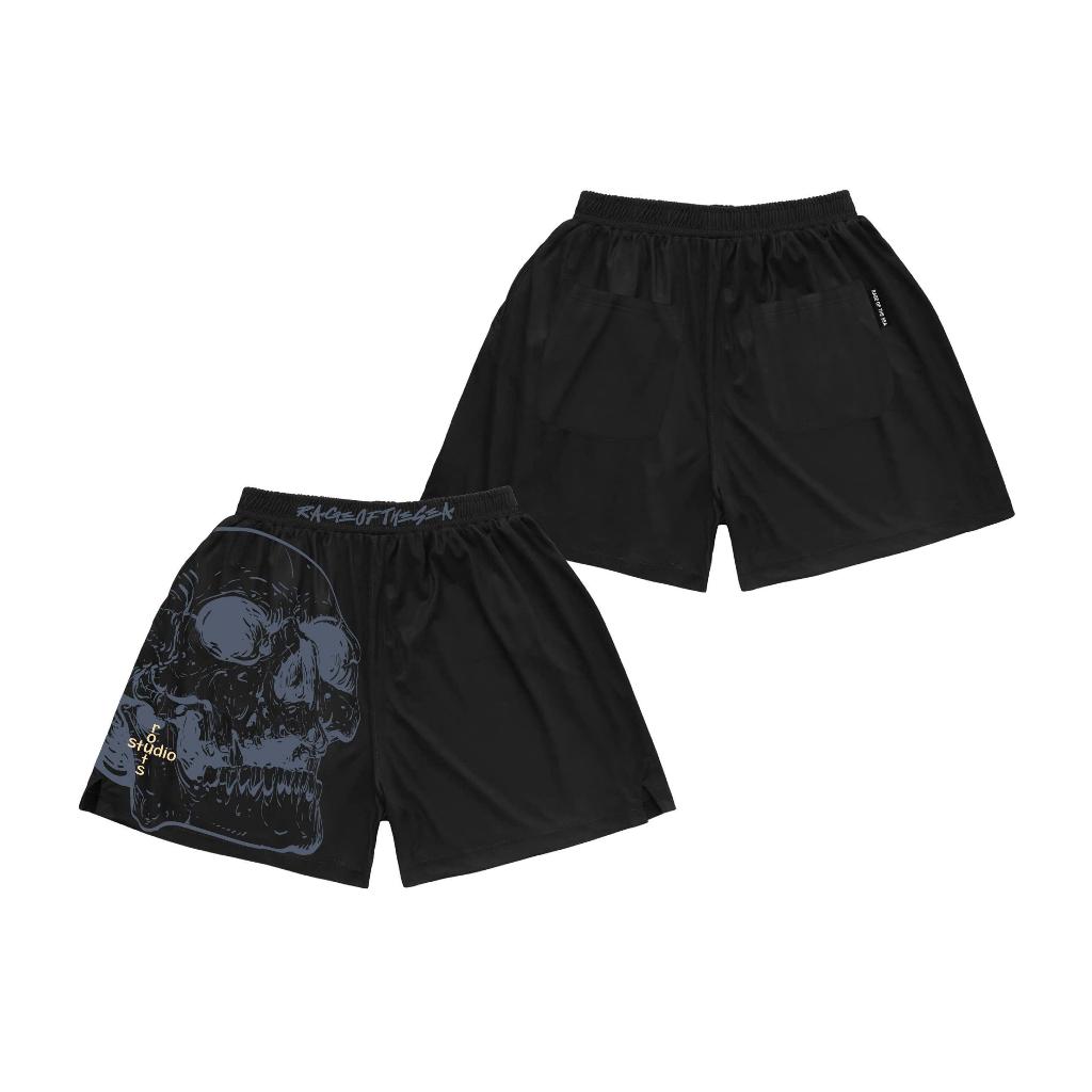 (TẶNG HỘP+1 PHẦN QUÀ)QUẦN SHORT NỈ 2 DA CAO CẤP UNISEX FORM ÂU TRÊN GỐI RAGE OF THE SEA (ROTS STUDIO)-"SKULL SHORT" | BigBuy360 - bigbuy360.vn
