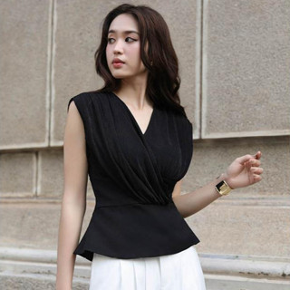  Áo peplum thun ướt đắp nhún kiểu MAYBI 