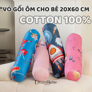 Vỏ Gối Ôm Cho Bé Kéo Khóa Dài 60cm, Áo Gối Ôm Trẻ Em Cotton 100% Cotton Lụa Mềm Đẹp Dreamhomebedding