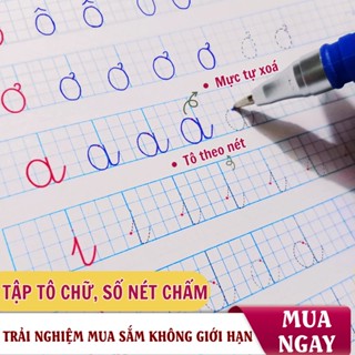 Set 10 quyển Tập tô chữ số Mực Tự Xoá nét Chấm cho bé 4-6 tuổi Kèm 2 bút + 6 ngòi- ZSchool- [ Quà ttt] Chun tóc sắc màu