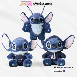 [ SẴN HÀNG ] Gấu bông stitch xanh mặc áo khoác yếm dễ thương, stitch 4 tay hàng nhập khâu cao cấp