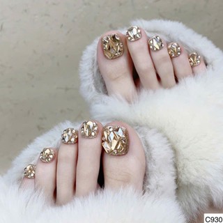  C930 - Móng Chân Giả nail box đính đá sang chảnh bộ 24 móng kèm 4 phụ kiện làm móng mẫu đi chơi tết 